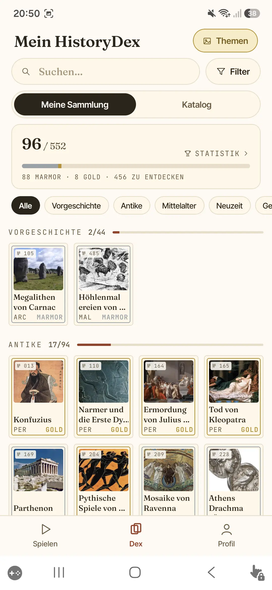Die Sammlung — dein HistoryDex