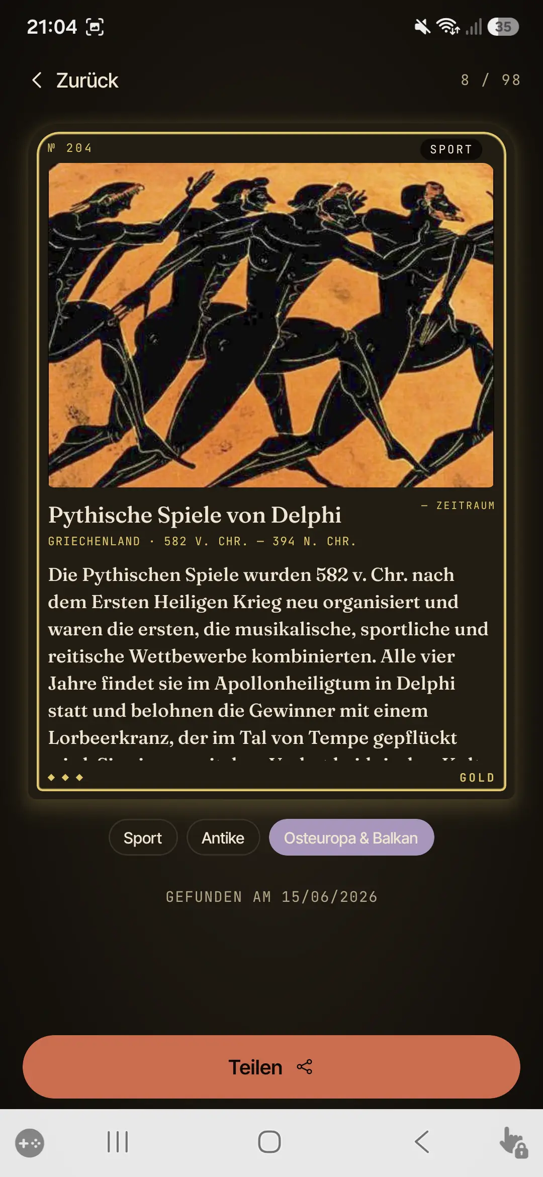 Die Detailseite einer Karte in einem Ausstellungs-Thema