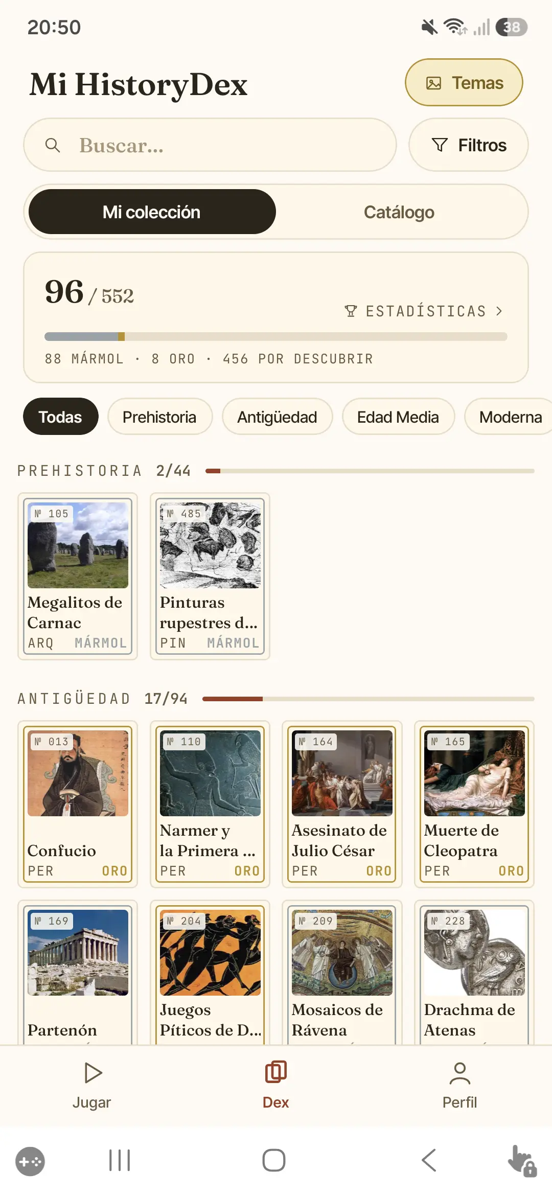 La colección — tu HistoryDex