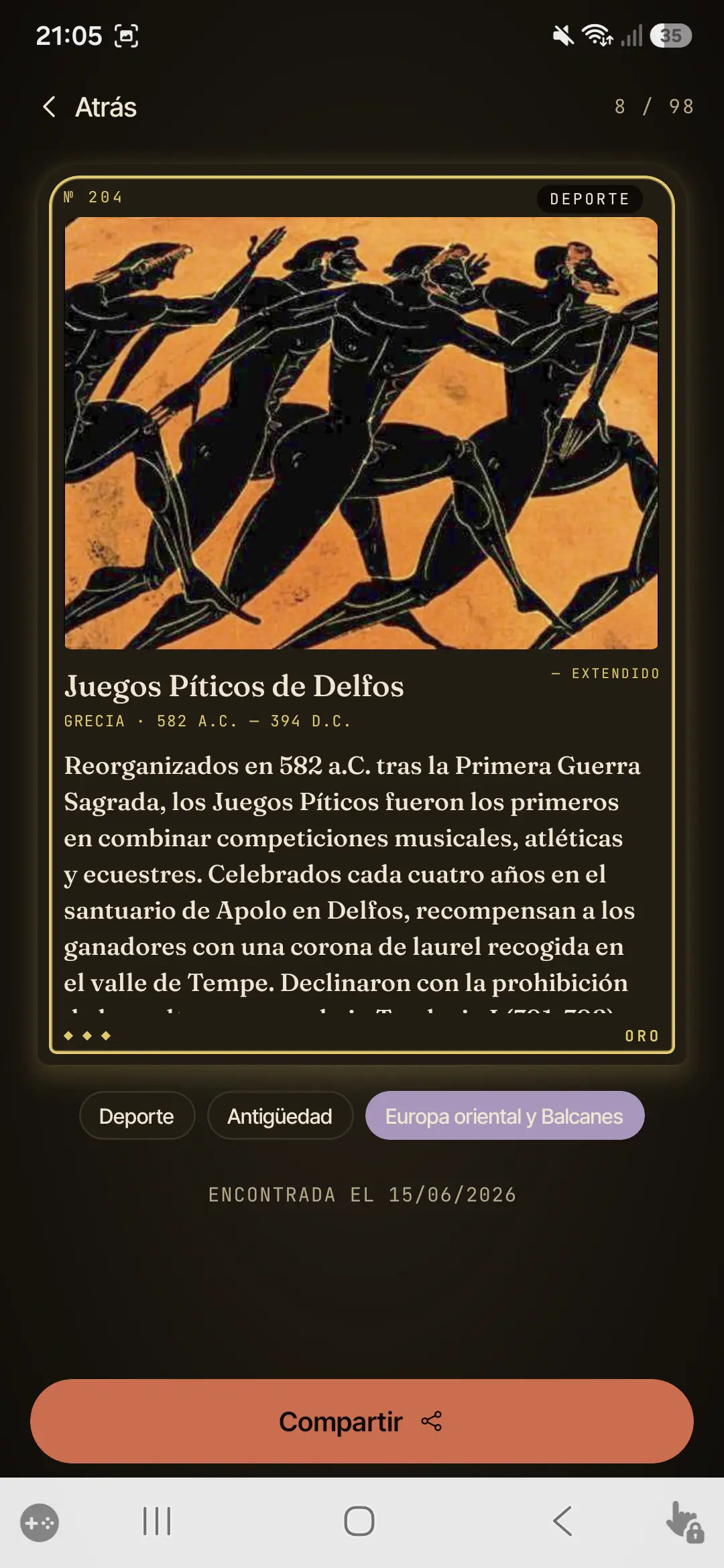 La ficha de una carta con un tema de exposición