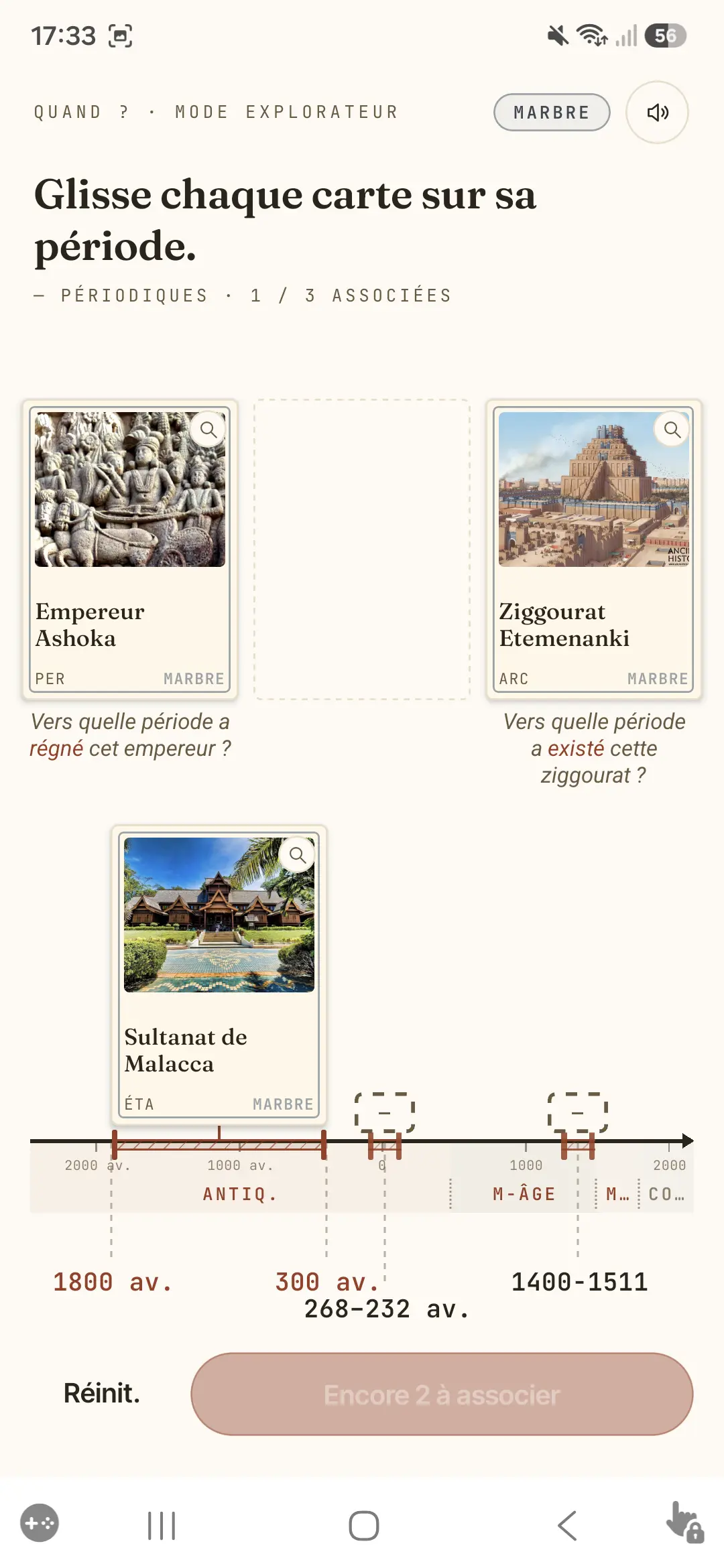 Dater une carte sur la frise chronologique