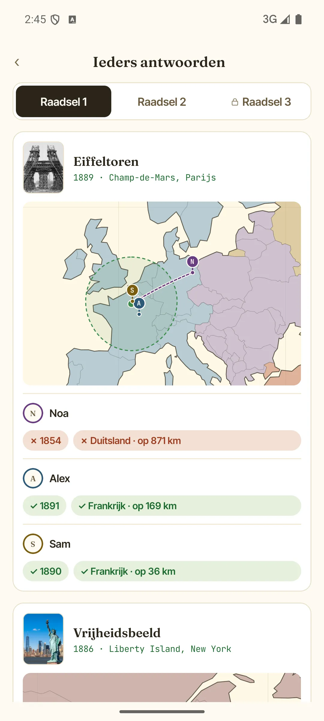 Ieders antwoorden, kaart per kaart, op de wereldkaart