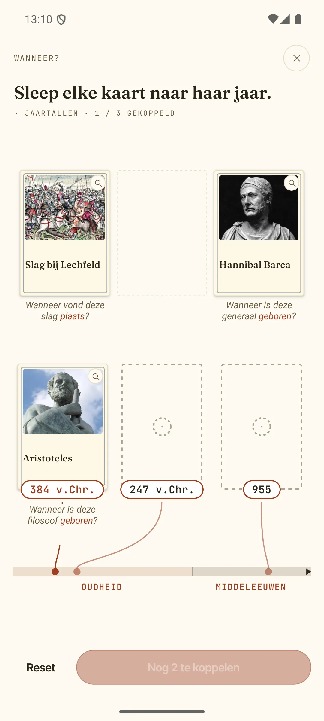 Een kaart dateren op de tijdlijn