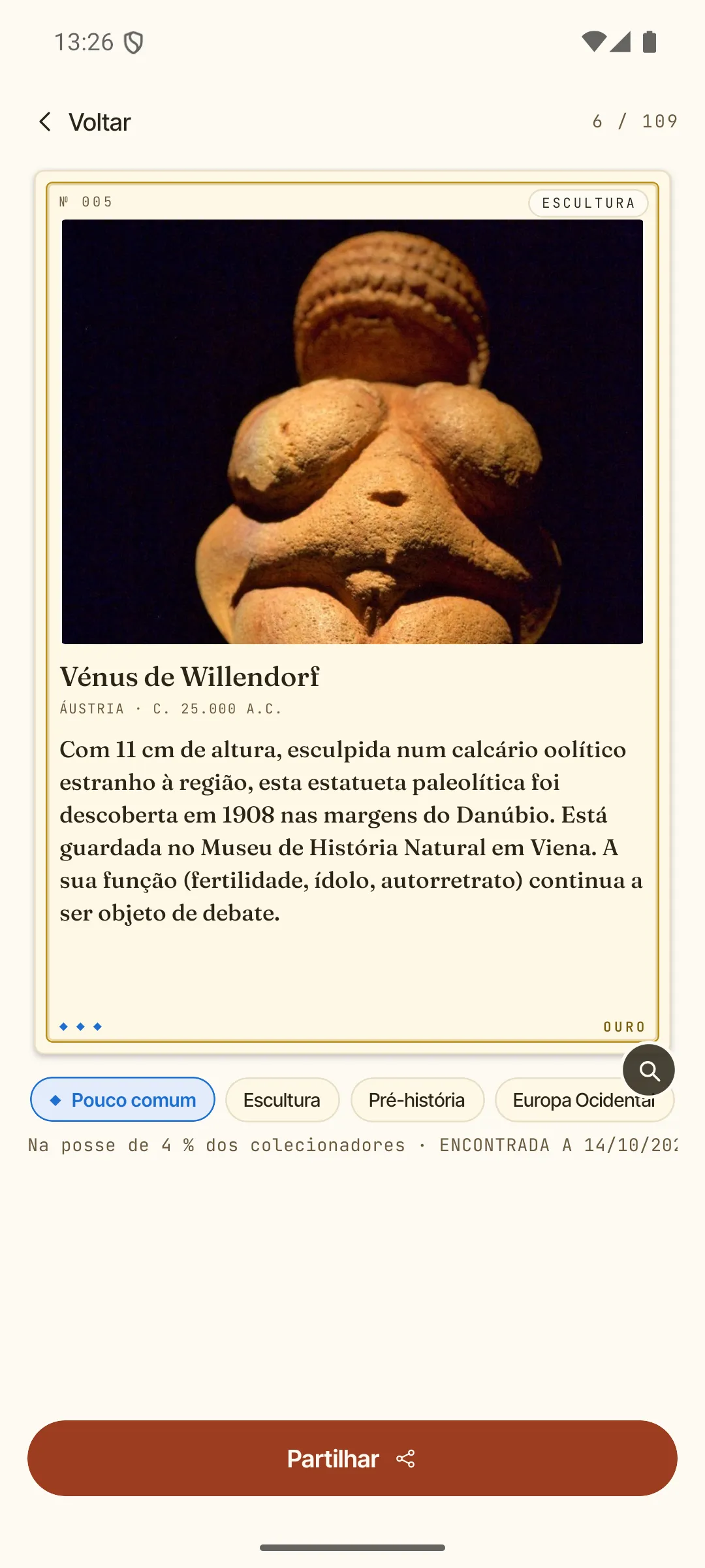 Ficha detalhada de uma carta — Vénus de Willendorf