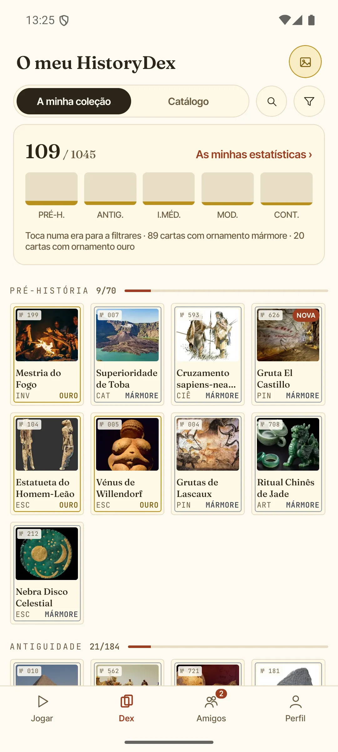 A coleção — o teu HistoryDex