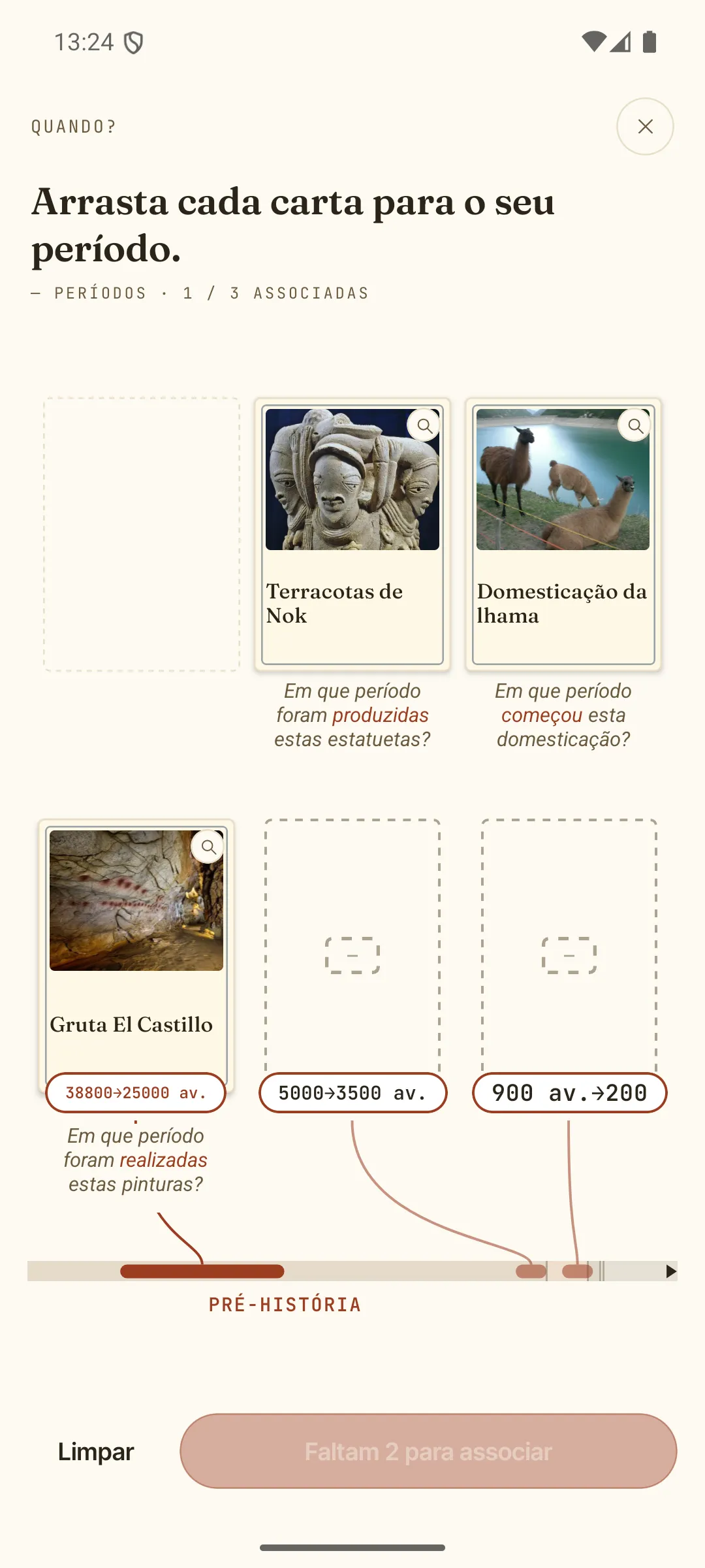 Datar uma carta na linha do tempo