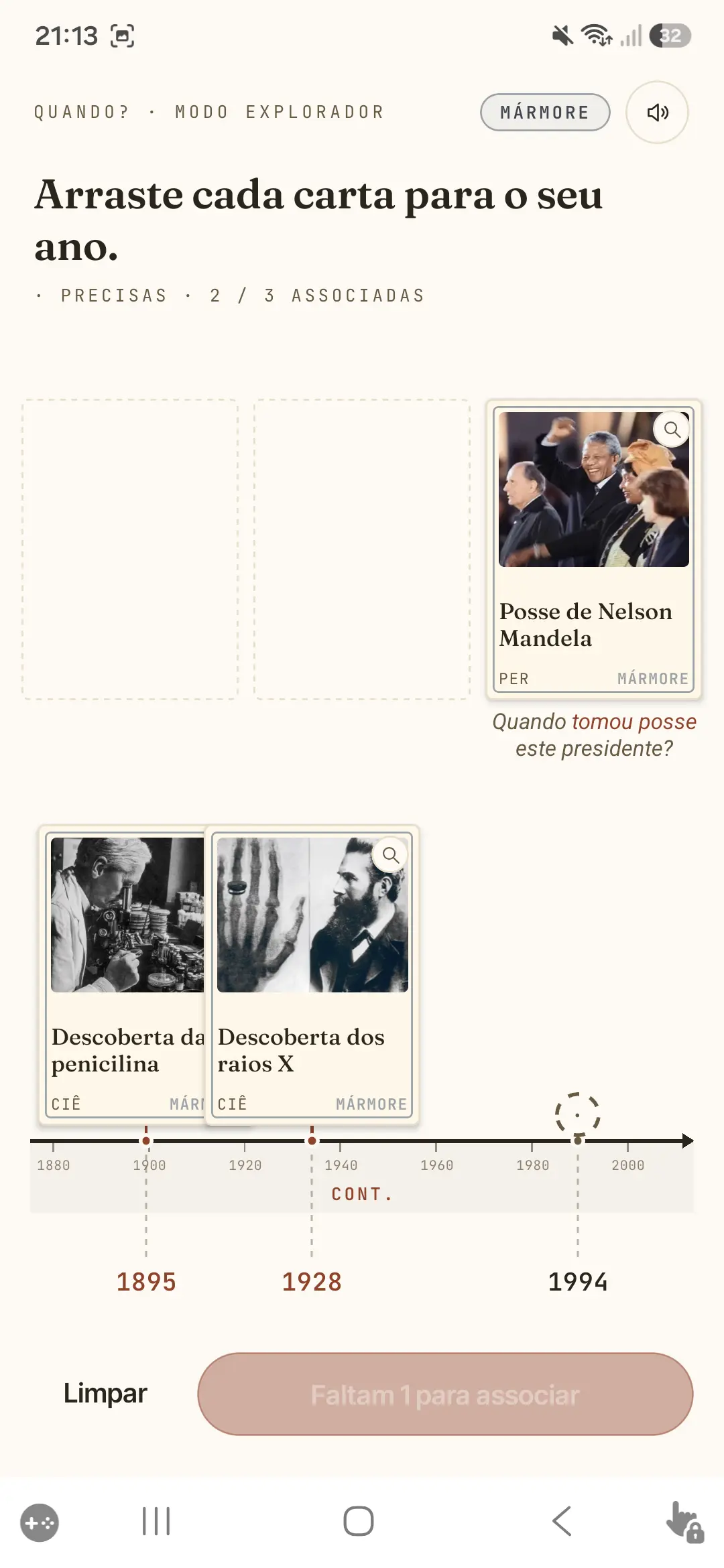 Datar uma carta na linha do tempo